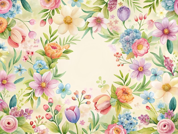 une bordure florale colorée avec le mot printemps dessus
