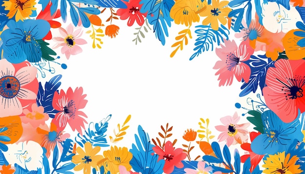 une bordure florale colorée avec une place pour le printemps de texte