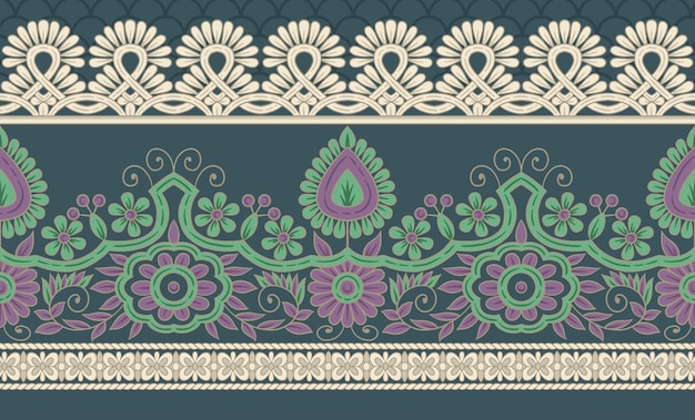 Une bordure florale élégante avec du paillis et des détails ornés