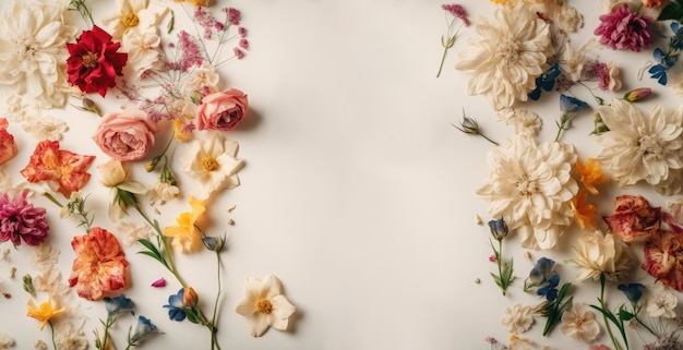 Une bordure florale avec des fleurs AI générative