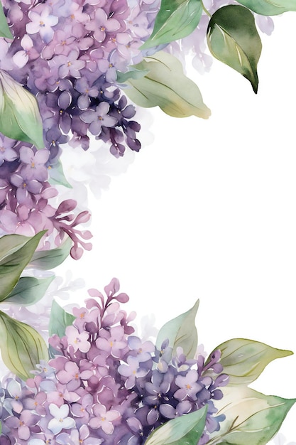Une bordure florale avec des fleurs lilas.