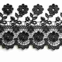 Photo bordure florale noire foncée de broderie de dentelle indienne pour fashionar c