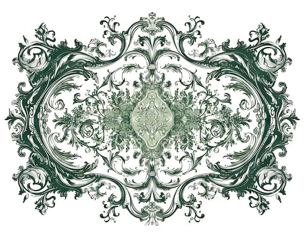 Une bordure florale verte et blanche avec un motif floral.
