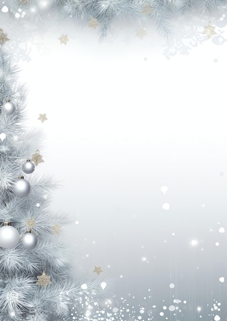 Bordure d'hiver aquarelle arbre de Noël argenté