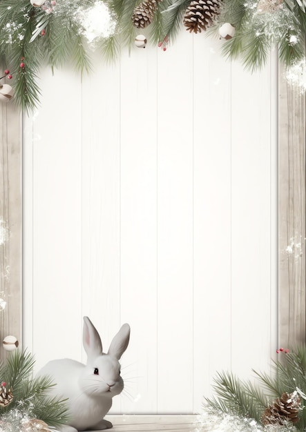 bordure d'hiver aquarelle lapin