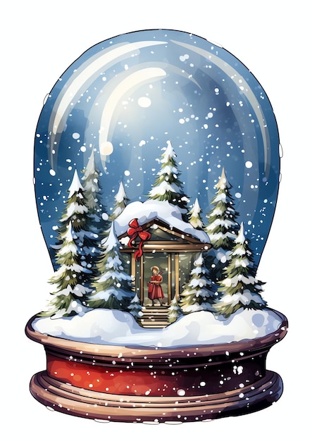 Bordure d'hiver aquarelle Snow Globe