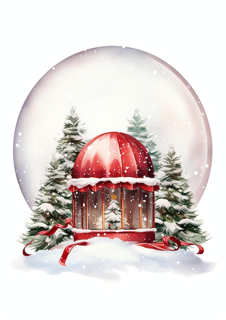 Bordure d'hiver aquarelle Snow Globe