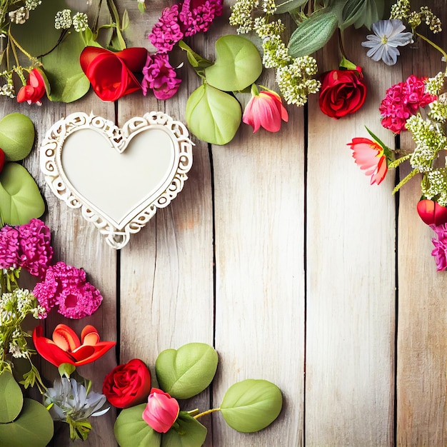 Bordure latérale fleur coeur et roses pour la Saint Valentin