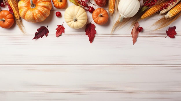 Bordure latérale de récolte d'automne avec des feuilles de citrouilles