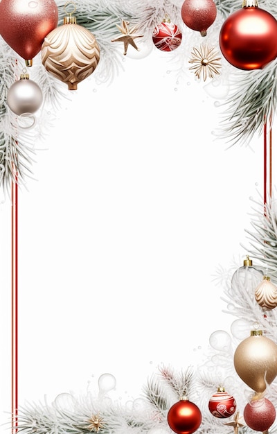 Bordure de Noël autour du bord de la page avec un intérieur vide isolé sur un fond blanc