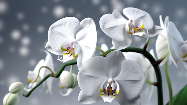 Bordure avec orchidées blanches générative ai