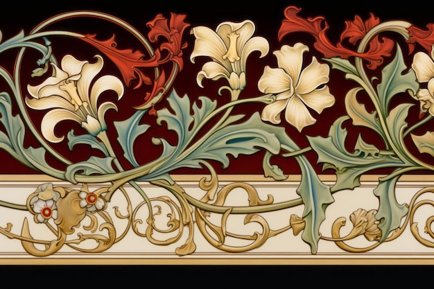 Bordure de papier peint Art Nouveau Flowing Elegance