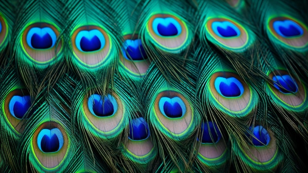 Une bordure de plumes de paon vibrantes