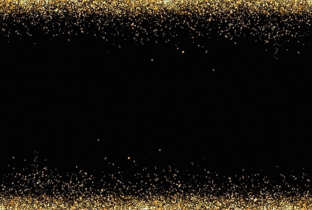 bordure ronde de cadre de confettis de poudre légère de paillettes d'or de luxe