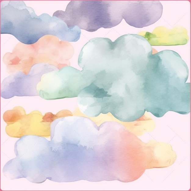 Une bordure rose avec des nuages et le mot nuage dessus