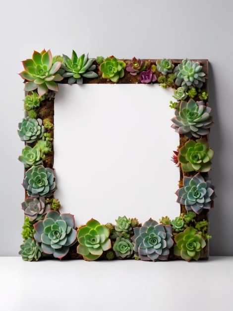 Photo une bordure de succulentes vertes vibrantes entourant une toile vide