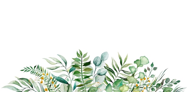 Bordure transparente avec illustration de feuilles de banane et de monstère de palmier tropical aquarelle verte et dorée Élément élégant pour les cartes de voeux de conception de mariage et l'artisanat