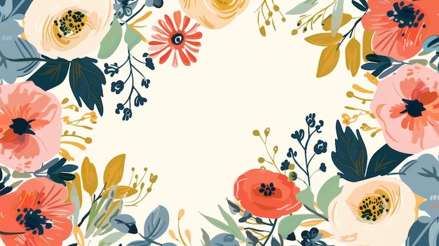 Photo des bordures florales colorées créent un cadre d'invitation serein