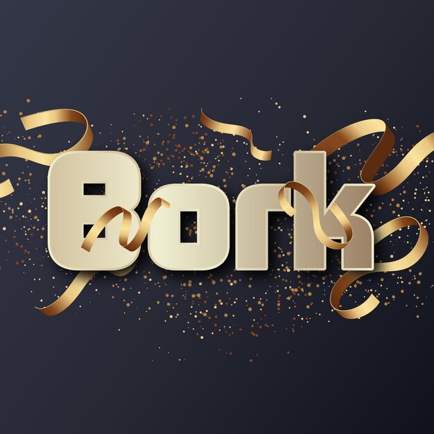 Bork Effet de texte Gold JPG carte de fond attrayante confettis photo