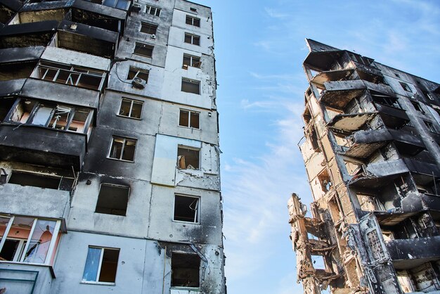 Borodianka Ukraine 28 mai 2022 Maisons détruites par des soldats russes