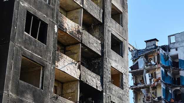 Borodianka Ukraine 28 mai 2022 Maisons détruites par des soldats russes