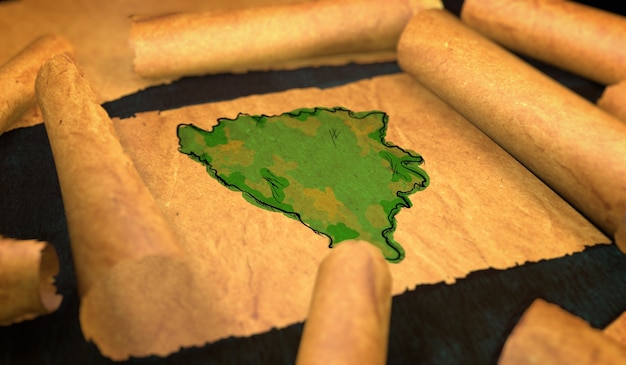 Bosnie-Herzégovine Carte Peinture Dépliage Vieux Papier Défilement 3D
