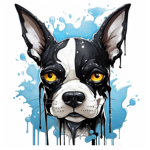 Boston terrier Al loup dessin animé fantasy illustration Ai généré de l'art