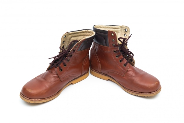 Bottes en cuir marron homme