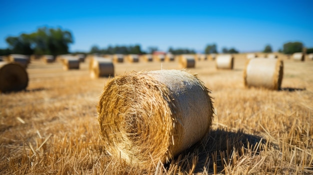 Bottes de foin dans une ferme rurale AI générative