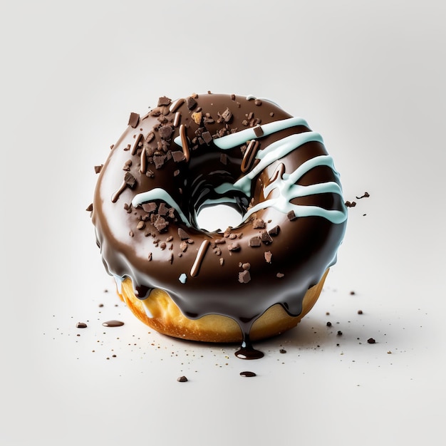 Bouchent beignet au chocolat isolé sur blanc