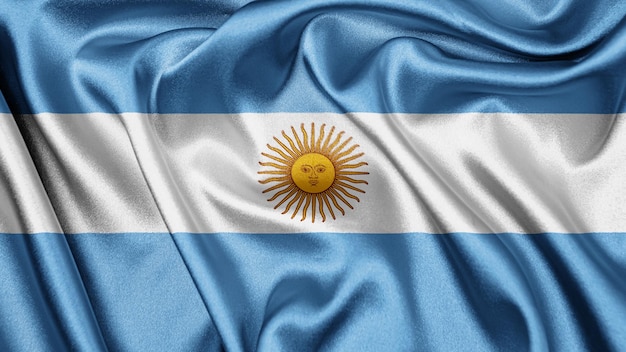 Bouchent le drapeau de texture réaliste de l'Argentine