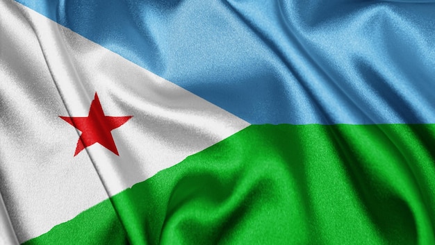 Bouchent le drapeau de texture réaliste de Djibouti