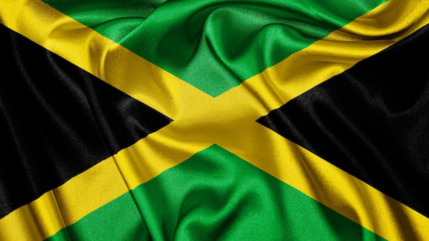 Bouchent le drapeau de texture réaliste de la Jamaïque