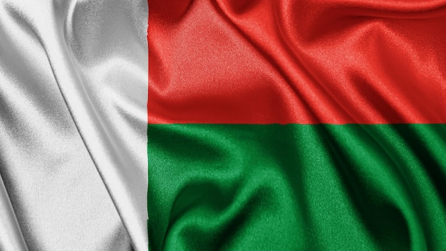 Bouchent le drapeau de texture réaliste de Madagascar