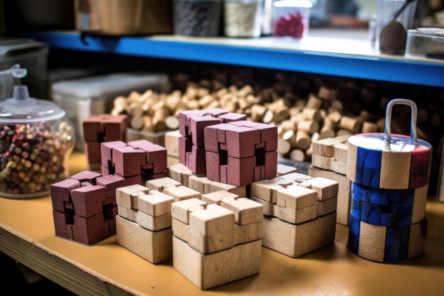 Photo les bouchons de vin finis dans des boîtes de stockage à l'usine créée avec l'ai générative