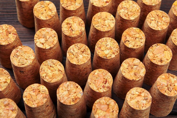 Photo bouchons de vin sur une surface en bois
