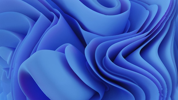 Boucle douce bleue et ondulation du rendu 3D de pétale de rose