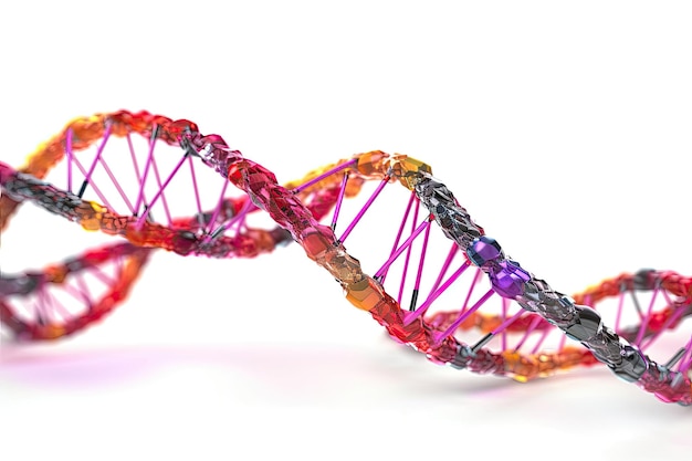 Boucle en spirale de la molécule du gène de l'hélice d'ADN Cellule chromosomique génétique 3D Spirale de la molécule d'ADN de lumière bleue sur fond noir pour la science génétique moléculaire la biotechnologie du génome et la médecine de la santé