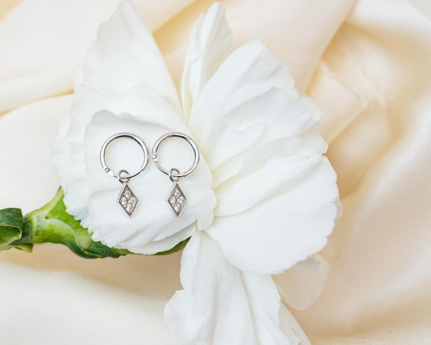 Boucles d'oreilles bijoux sur fond blanc isolé