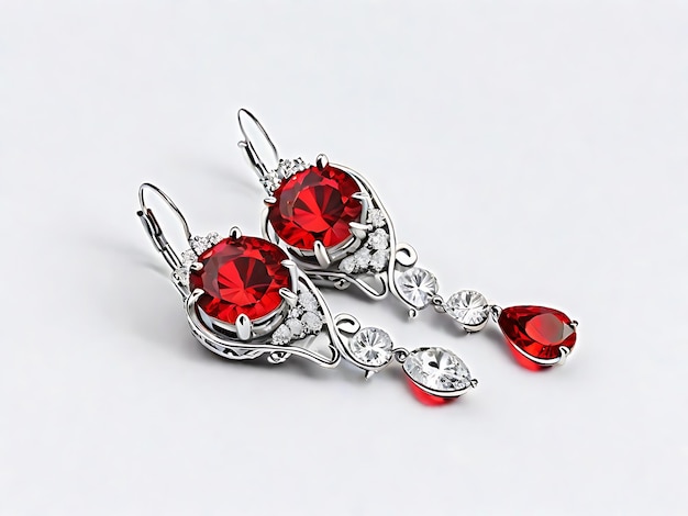 Des boucles d'oreilles de diamants rouges exquis Une collection de bijoux élégants