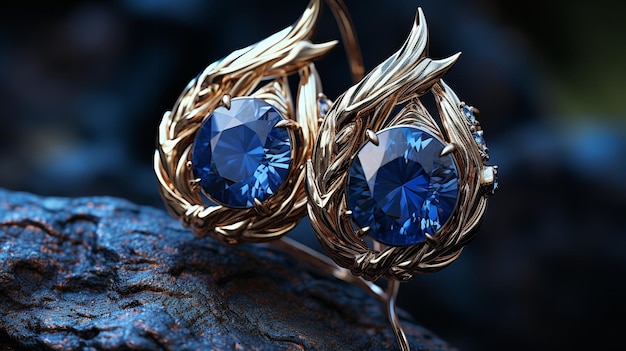 Des boucles d'oreilles de dragon en or et en diamant bleu exquis.