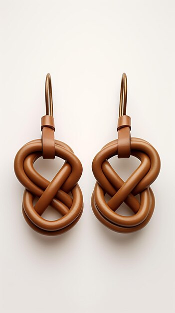 Boucles d'oreilles à nœuds isolés, cordon en cuir, cerceaux noués, tons de terre, Design rustique, Concept créatif