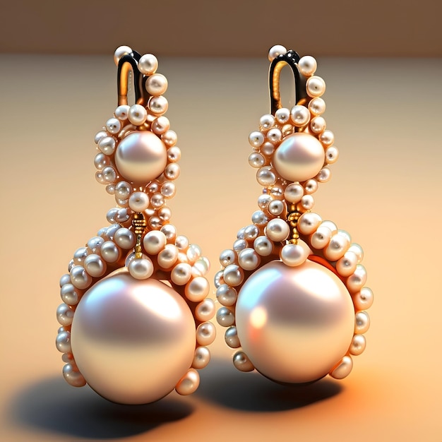 boucles d'oreilles avec perles et or