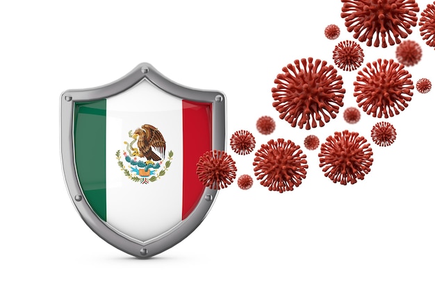 Bouclier du drapeau du mexique protection contre un virus bactérie d render