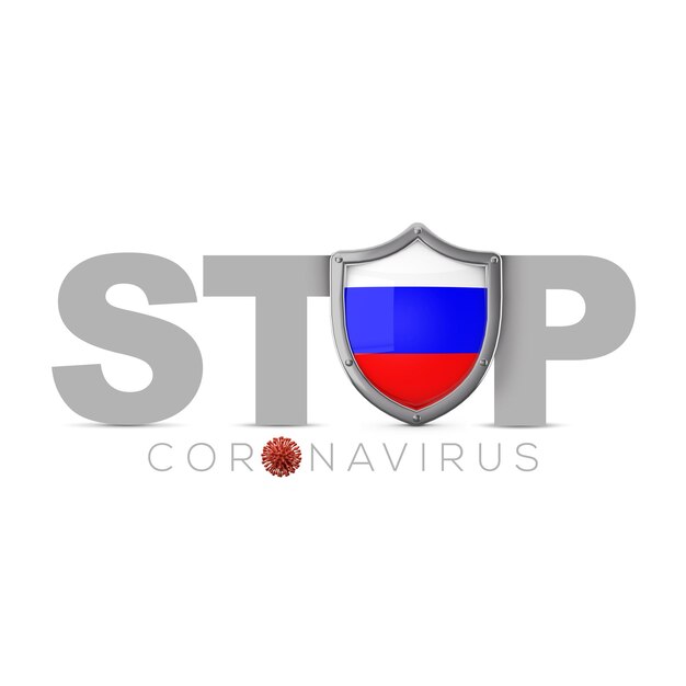 Bouclier de protection russie stop coronavius concept d render