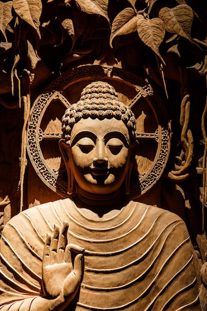 bouddha en bois sculpté