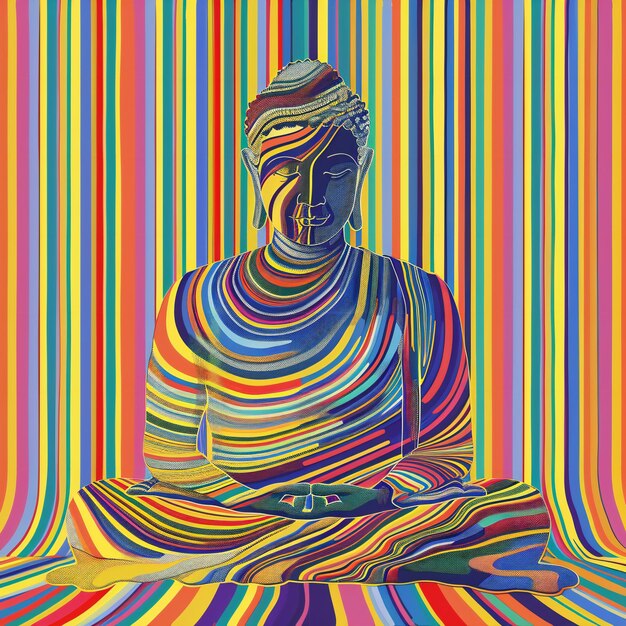 Photo le bouddha coloré dans l'art en ligne