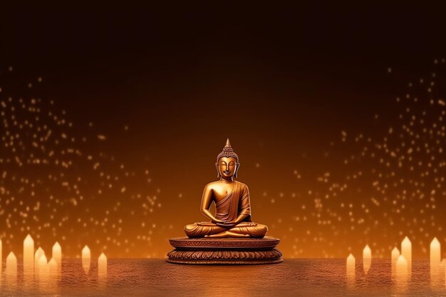 Un Bouddha est assis le jour du Vesak Buddha Purnima avec espace de copie Contexte pour le jour du festival du Vesak