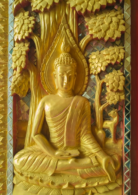 Bouddha haut-relief en or
