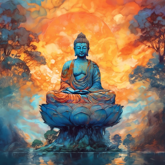 Bouddha purnima illustration